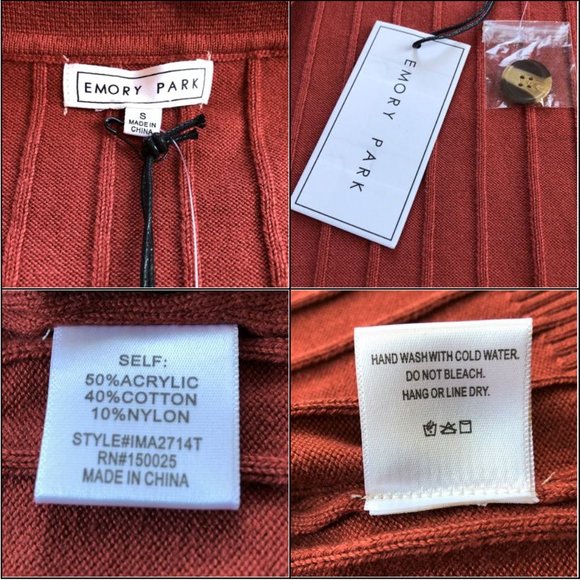 Beautiful Wide-Ribbed Rust-Color Crop Cardigan NWT Size S - Picture 6 of 16